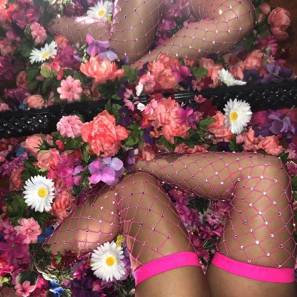 Fishnet rhinestone socks